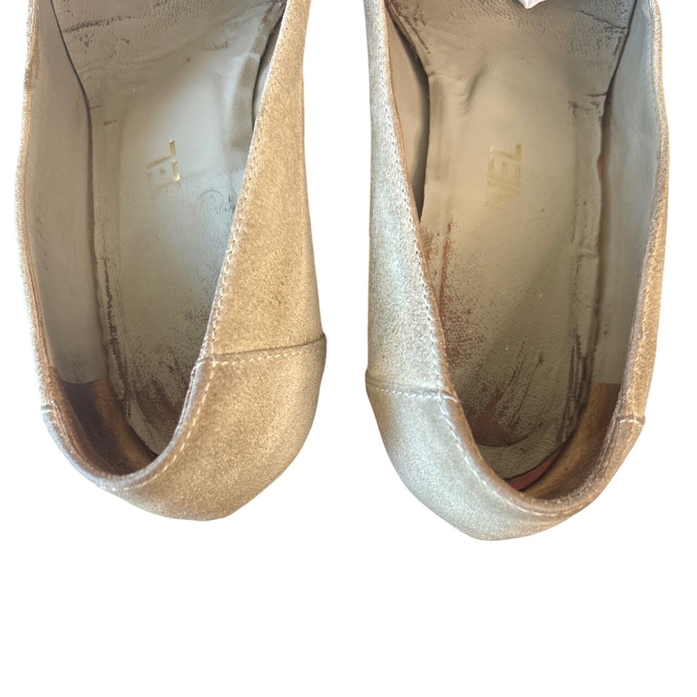 Chanel 11P Beige Black CC Medallion Cork Wedge Pumps EU 37.5 Vintage - Picture 4 of 12